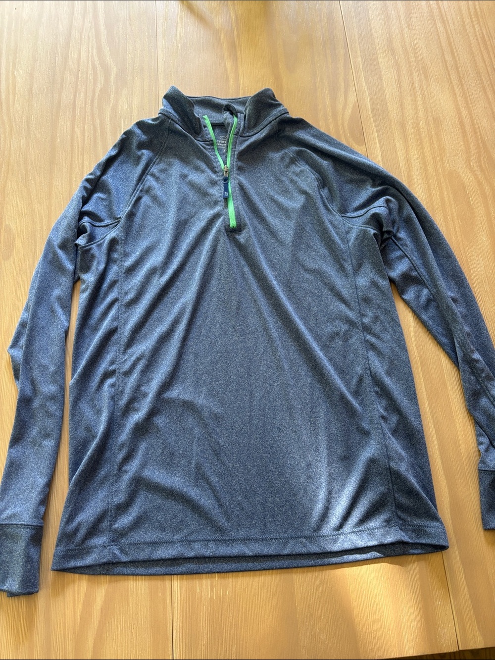 Vineyard Vines Navy Quarter-Zip Pullover with Green Zipper Accent